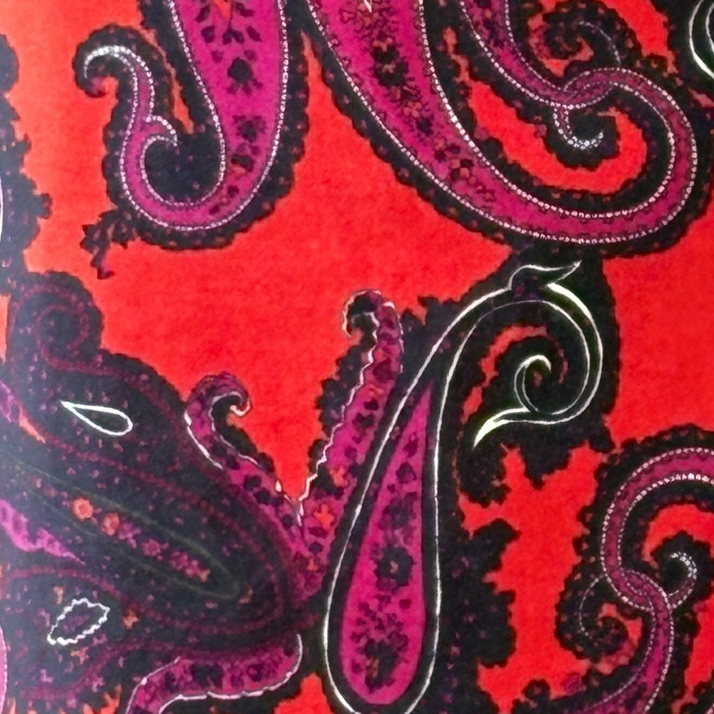 Talbots Red Black Paisley Velvet Pencil Skirt Size 8 - Picture 8 of 10